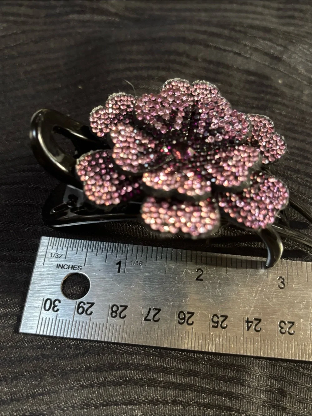 Sparkly Rhinestone Flower Duckbill Hair Clip Crystal Pink Violet Bun Claw